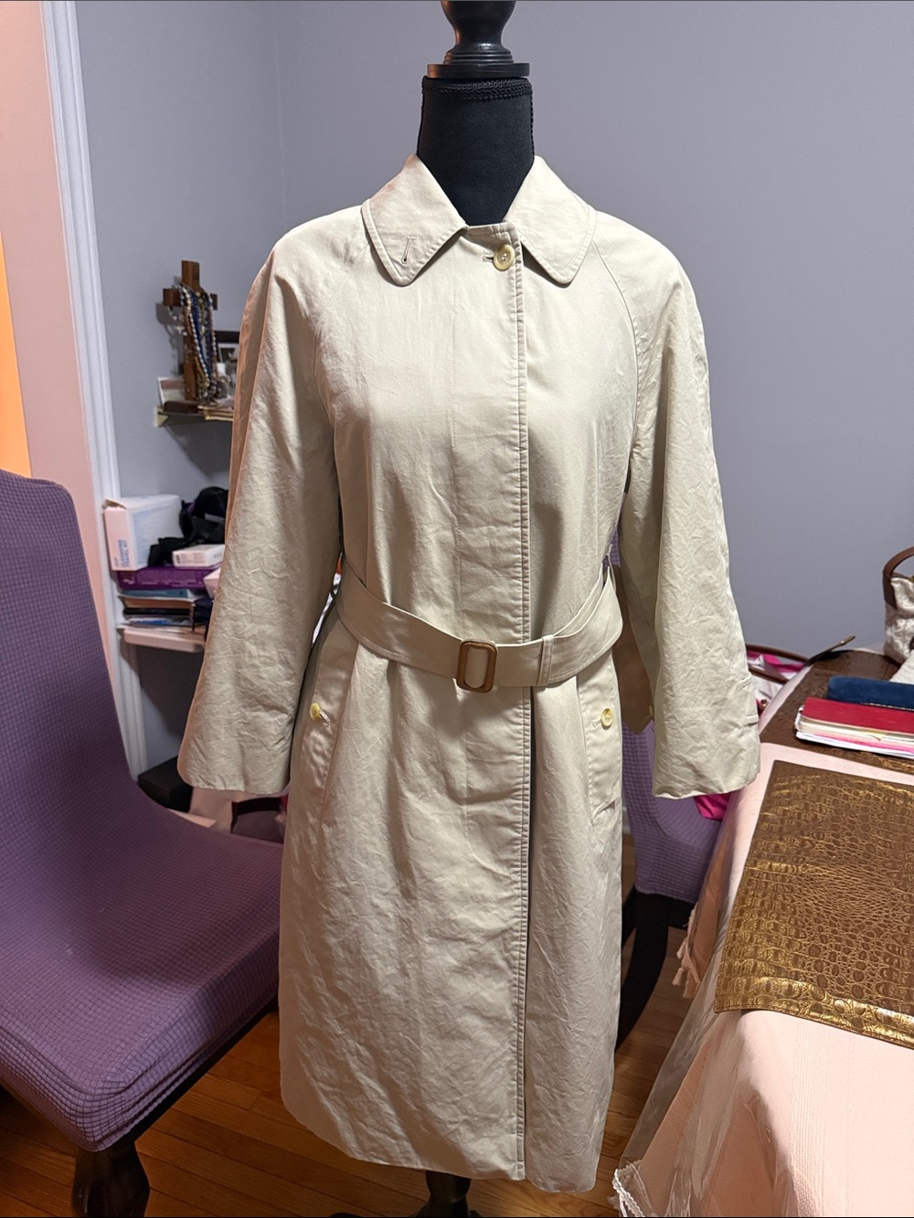 Authentic Vintage 90’s Burberry Cream Belted Trench Coat